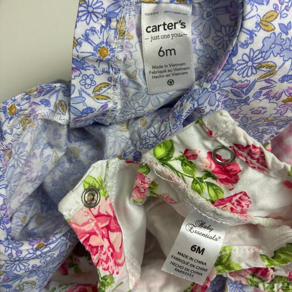 Romper Lot Of 2 Baby Girl 6 Mo Floral Rose Bow Bib Ribbon Spring Easter Church - Picture 6 of 9